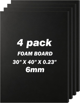 4 Pack Foam Board 30''X40'', 0.23'' Thick Black Poster Board, Acid-Free Double Side