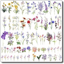 CHARLENT 40 Sheets Watercolor Flower Temporary Tattoos for Women Tiny Wildfl...