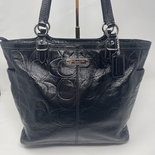 Coach Gallery Embossed Patent Leather North/ South Black Tote f19818