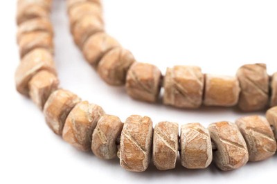 Tan Nigerian Camel Bone Beads Disk 8mm African Brown 17-21 Inch Strand Handmade