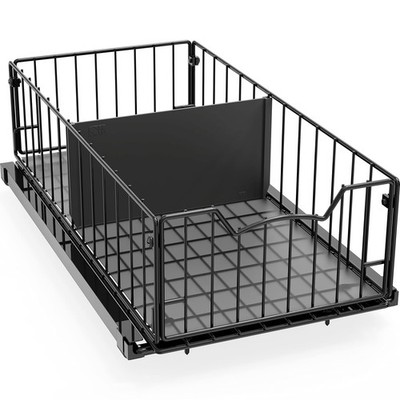 Simple Houseware Pull-Out Cabinet Sliding Basket Organizer, 17.2'' D x Black