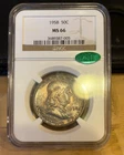 1958 NGC MS66 CAC GREEN STICKER FRANKLIN HALF DOLLAR