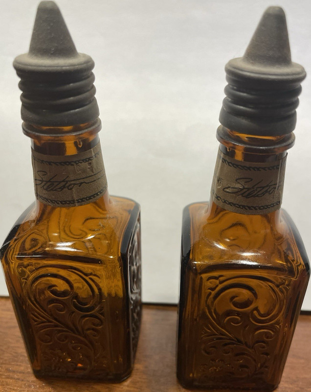 Stetson Cologne & After Shave Lotion Amber Glass Bottles Set, Lot of 2