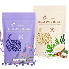 Hard Wax Beads 2-Pack, 1lb lavender wax beads + Coconut cream for... 