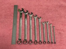 Set Of Long Style Husky SAE Combination Wrenches, 12 Point, 9 Pieces, Ex Cond.