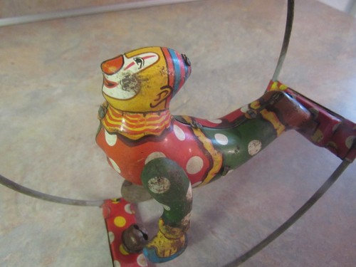 VINTAGE LINEMAR TIN MECHANICAL WIND UP HOOP CLOWN - Picture 2 of 14