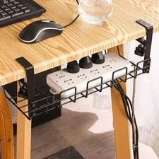 Under Desk Cable Management Tray Metal Wire Organizer Rack No Drill Storage