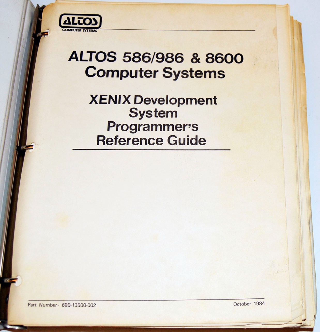 Xenix Development System Programmer Guide Altos Programming Manual