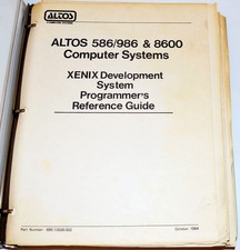 Xenix Development System Programmer Guide Altos Programming Manual