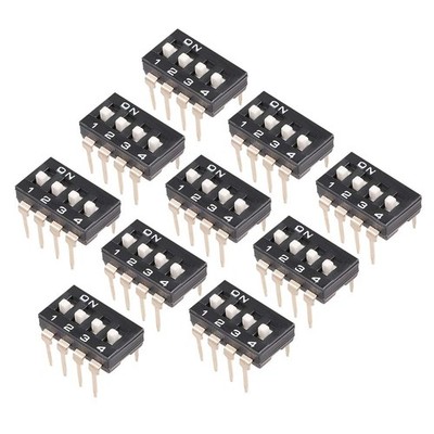 uxcell 10 Pcs Black DIP Switch 1 2 3 4 Positions 2.54mm Pitch for Circuit Bre...