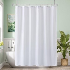 Long Fabric Shower Curtain Liner Washable Waterproof 12 Grommets 72x80 White