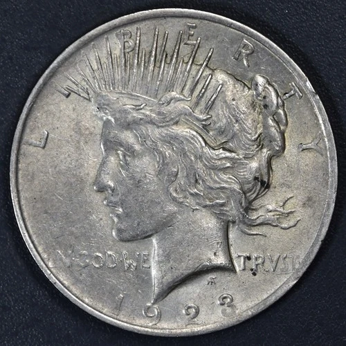 1923 $1 PEACE SILVER DOLLAR KM# 150 Grade:  VF A6911