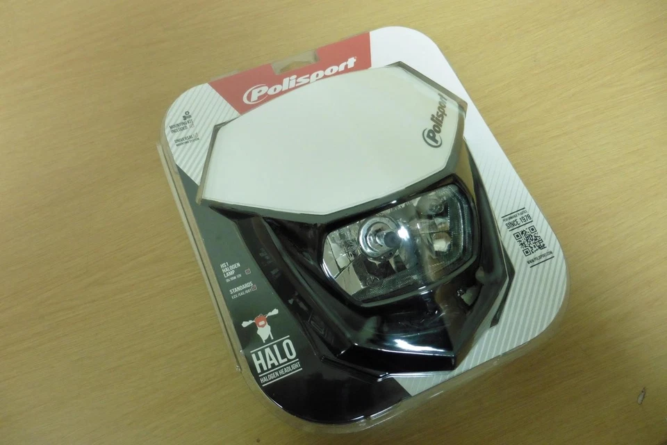 Polisport Halo Lichtmaske Lampenmaske headlight Motorrad Sumo Enduro grau-weiß - Bild 2 von 4