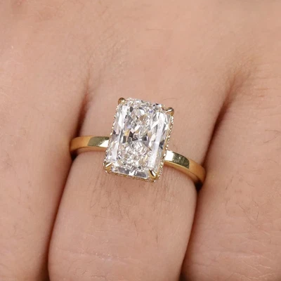 2 kt Radiant Lab Grown Diamond 25th Anniversary Ring For Wife 14 kt Gelbgold - Bild 1 von 4