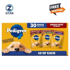 Pedigree Choice Cuts in Gravy Adult Soft Wet Dog Food 30-Count Variety Pack, 3.5