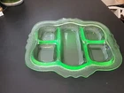 Vtg Cambridge Art Deco Depression Uranium Glass 5 Part Relish Serving Tray