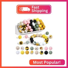 QINJIEJIE 70Pcs Silicone Beads 15mm,Silicone Beads for Keychain Making Floral Si