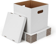 Vinyl Record Storage Boxes with Lids 7 Pack, 13 Inch Cube, Collapsible Corrugate
