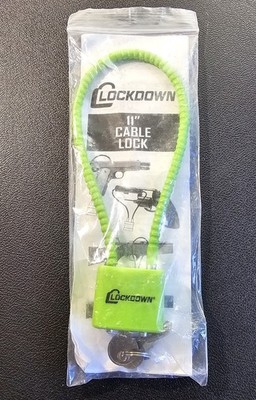 Lockdown 11  Cable Lock Green With 2 Keys Firearm Gun Handgun 399390000
