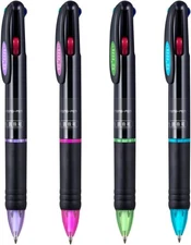 4 Pack 0.7mm 4-in-1 Multicolor Ballpoint Pen，4-Color Retractable Ballpoint Pens