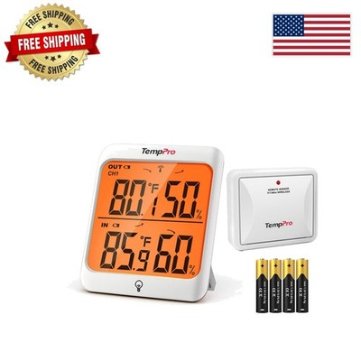 Versatile 500FT Indoor/Outdoor Wireless Thermometer with Auto Sync & Batteries