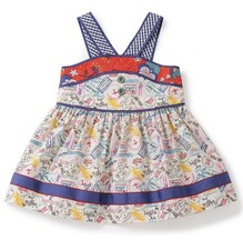Matilda Jane Girls Size 8 Around The World Twirl Skirt Stamp Travel Gingham NWOT