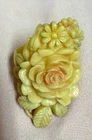 Vintage Floral Celluloid Ring Costume Jewelry Flowers Pink Rose with Leaves SZ 7
