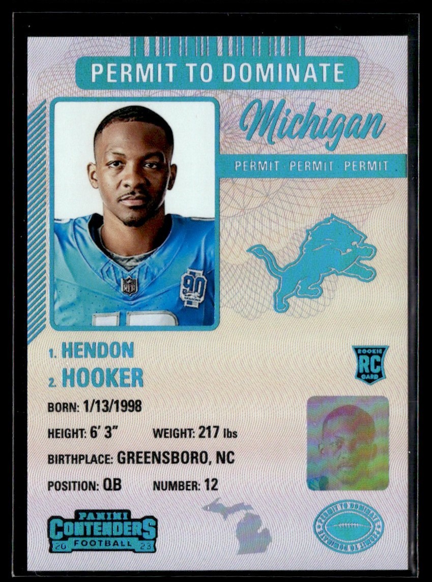 2023 Panini Contenders Permit to Dominate Hendon Hooker RC #12