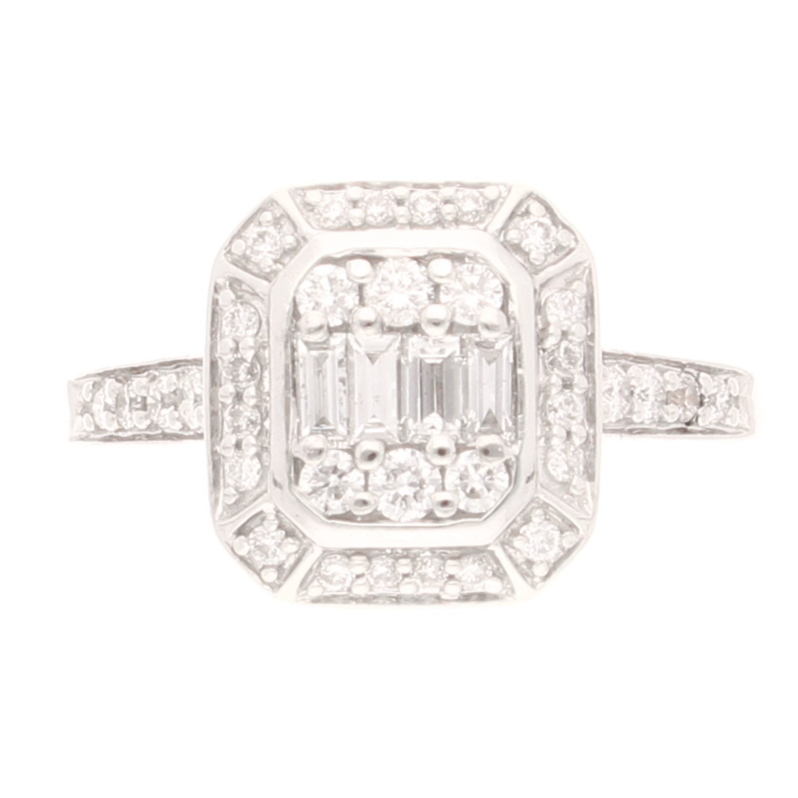 18Carat White Gold 0.50ct Diamond Cluster Ring (Size O) 10.5x11.5mm Head