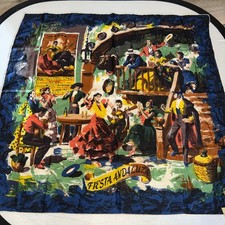 Vintage 1950s Spain Souvenir  SCARF 31” Flamenco Dancers And Bullfighter