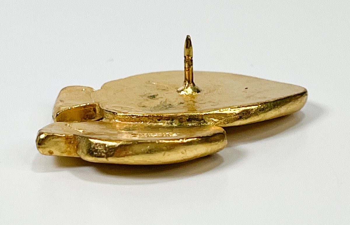Broche Poisson Vintage – Signée Chantal Audias, Métal Doré, Superbe état