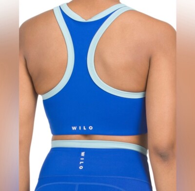 Wilo The Label Contrast  Padded Sports Bra Activewear New Blue Small