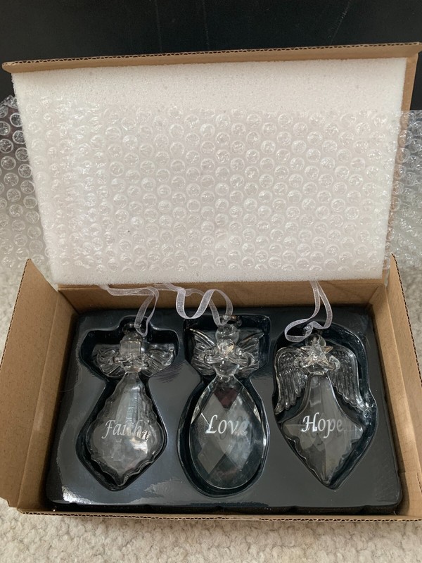 Faith Hope Love Crystal Angel Ornaments