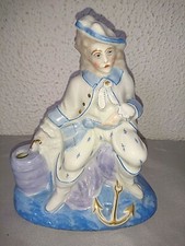 ANCIEN BEAU ENCRIER STATUETTE UN HOMME MARIN ANCRE 18 siecles en PORCELAINE 