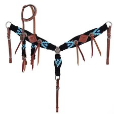 Showman Twilight Blue Mohair One Ear Headstall  Breast Collar Set FREE SHIP 