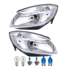 Scheinwerfer Set Chrom inkl. Premium Lampen für Skoda Fabia II 542 mit LWR Motor