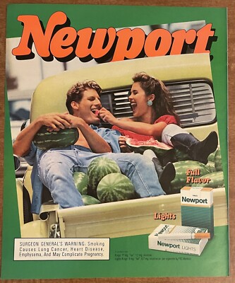 1994 Newport Cigarettes Full Flavor Lights Couple Eating Watermelon 90s  Print Ad