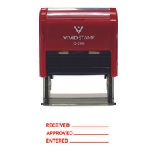 Received Approved Entered Self Inking Rubber Stamp