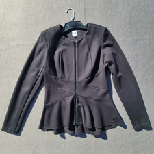 Cabi S Black Crisscross Zippered Peplum Ponte Blazer
