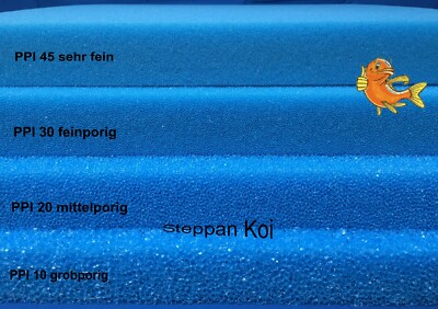 Filtermatte Filterschwamm 100 X 100 X 3 cm PPI 10 / 20 / 30 / 45 Koi Teichfilter