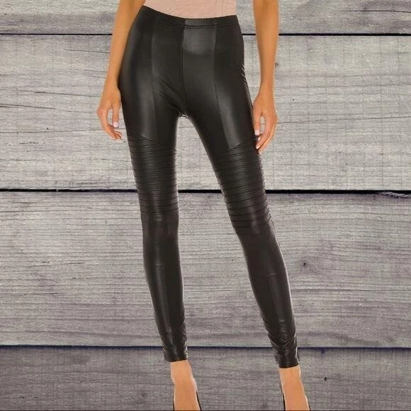 PLUSH Fleece Lined Liquid Moto Legging in Black L