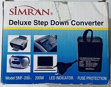 Simran 200 Watt Compact Step Down Transformer 220V to 110V AC Converter EU Plug