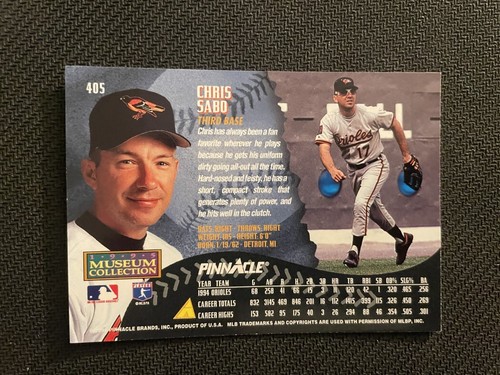 Chris Sabo 1995 Pinnacle Museum Collection Orioles #405 - Imagen 2 de 2