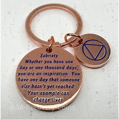 Alcoholics Anonymous AA Sobriety Recovery Keyring Rose Gold | eBay