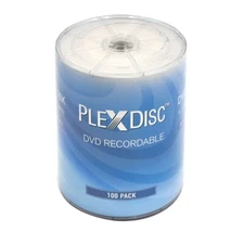 PlexDisc DVD-R 4.7GB 16x White Inkjet Hub Printable Recordable Media Disc - 1...