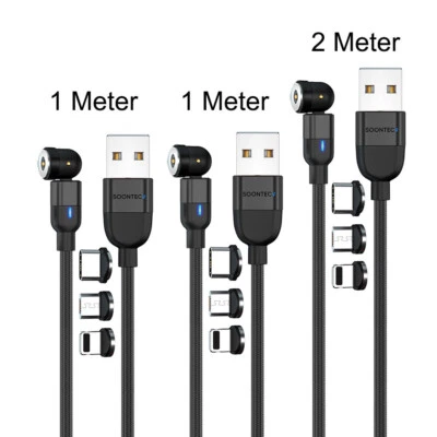 SOONTEC Magnet Ladekabel 3er Set (2 Meter+1 Meter+1 Meter) in schwarz - Bild 1 von 4
