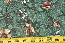 By 1/2 Yd, Brown  Tan Floral on Green Quilt Cotton/Thimbleberries/My Best,B1478