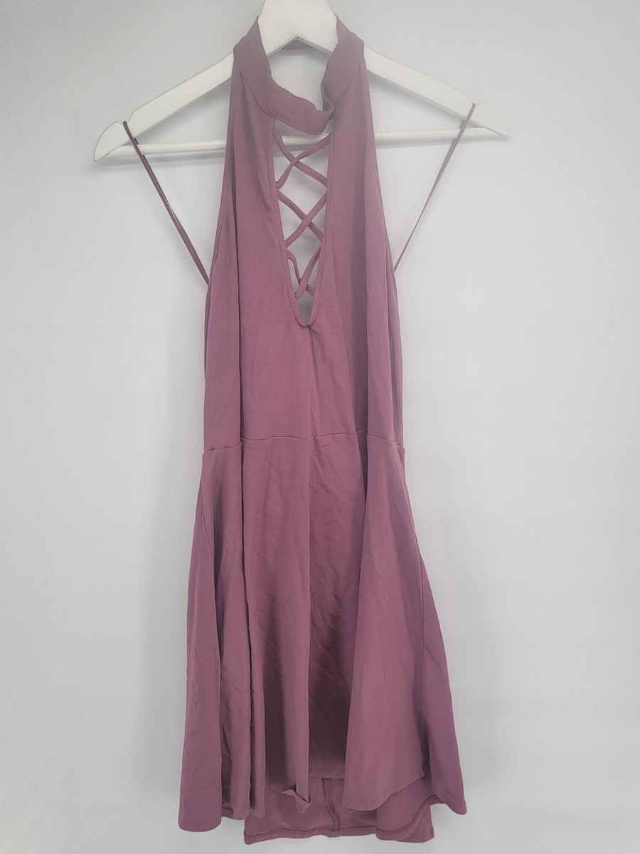 Womens Express Dress Size L Pink Halter Open Back Womens Express Dress Size L Pink Halter Open Back