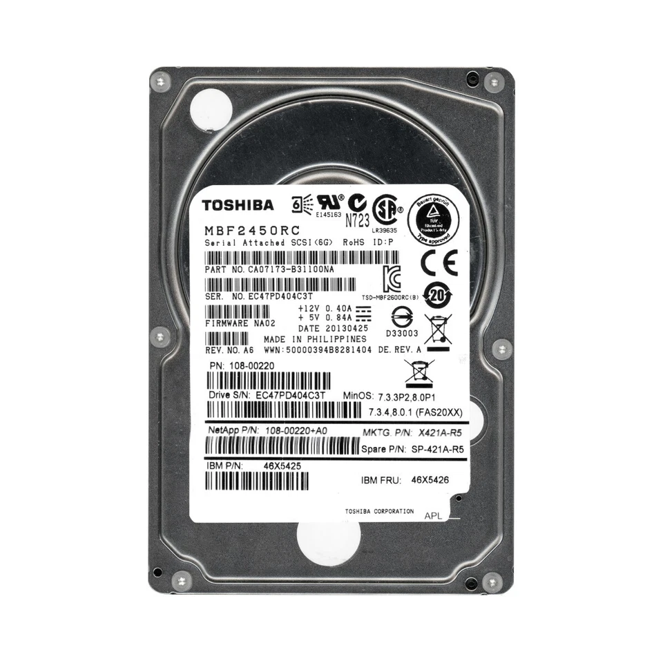 Disco Rigido NetApp X421A-R5 108-00220+A0 MBF2450RC 450GB 10K SAS-2 2.5'' - Image 3 of 3