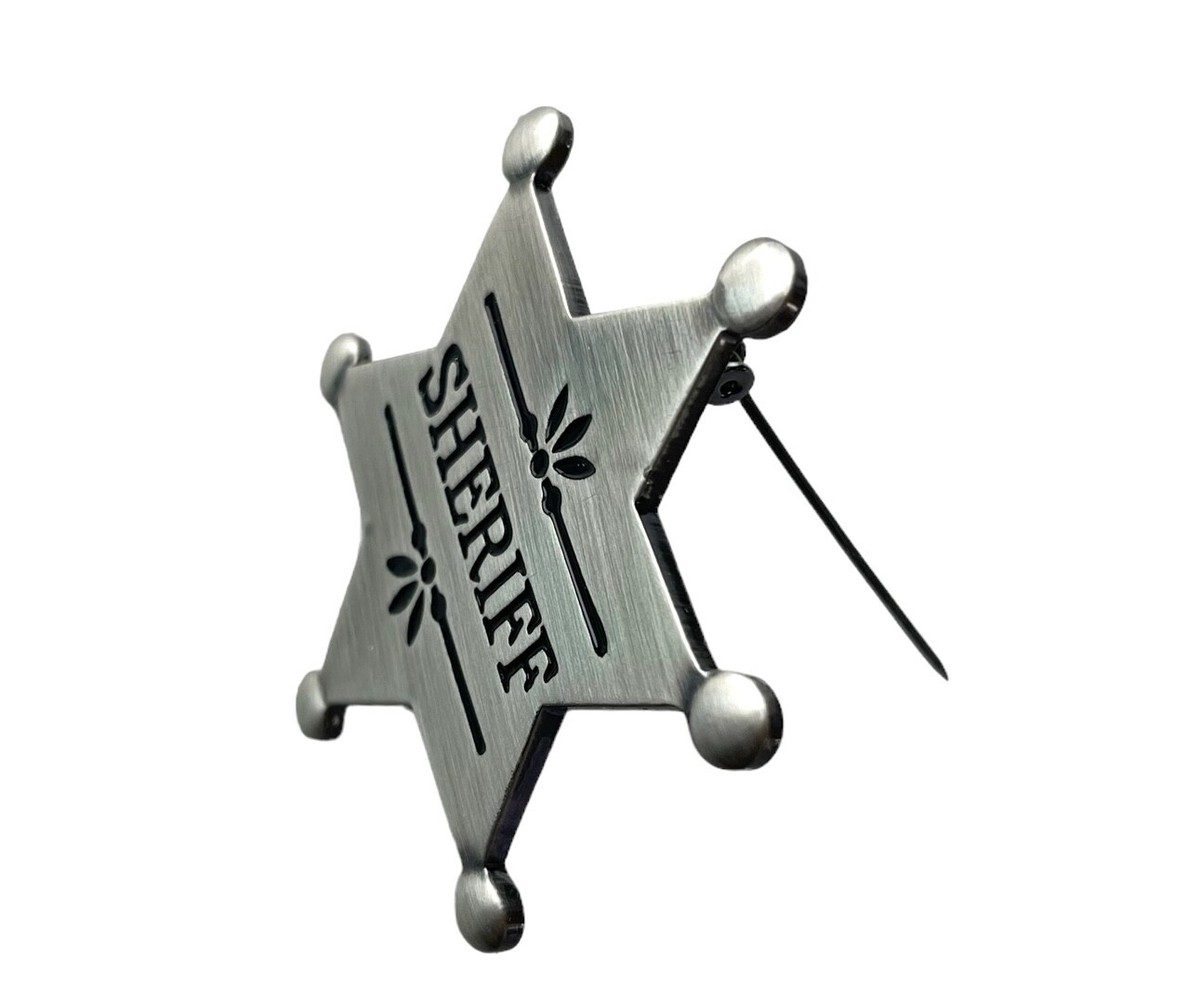 Replica 6 POINT Sheriff Novelty Western Badge 2 inch Pewter Tone